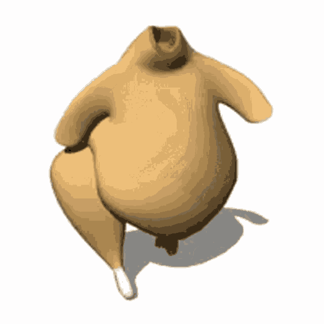 a 3d model of a turkey without a head is standing on a white background .