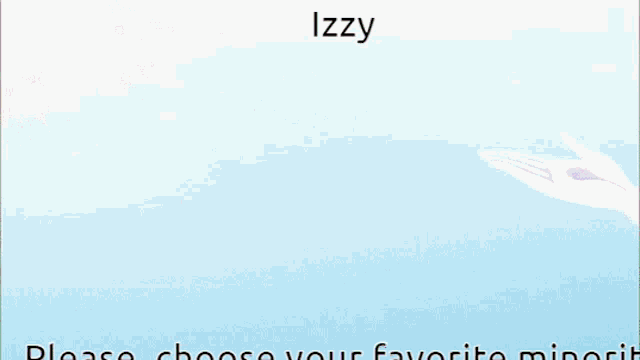 a group of anime characters are lined up in a row and the word izzy is on the bottom right