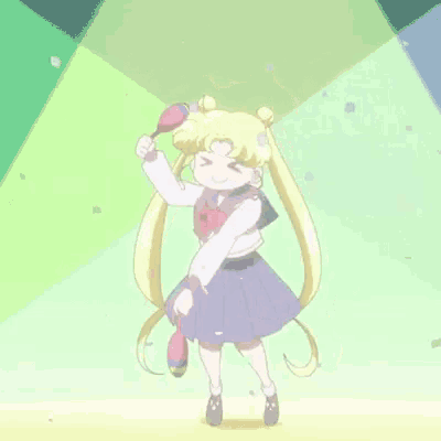 a girl in a purple skirt is dancing with a maraca .