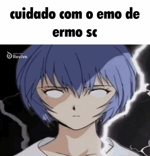 a cartoon of a girl with a lightning bolt behind her and the words cuidado com o emo de ermo sc