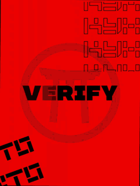 a red background with the word verify in black