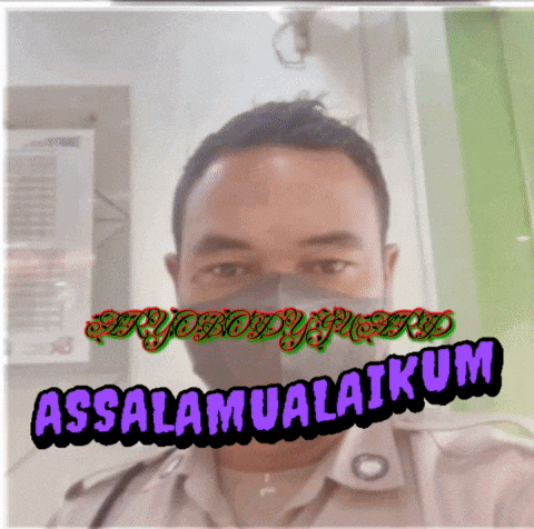 a man wearing a mask with the words assalamualaikum written below him