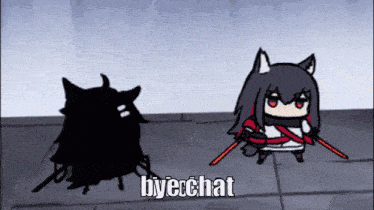 a cartoon of a cat with a sword and the words byerchat