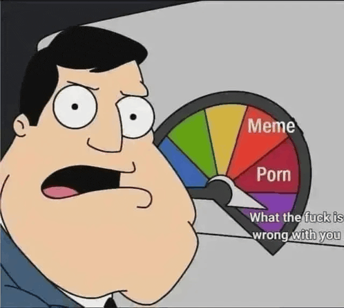 a cartoon man is looking at a roulette wheel that says meme porn