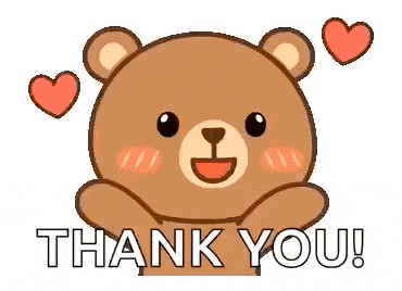 a teddy bear is holding its paws up and saying thank you .