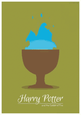 a poster for harry potter and the goblet of fire shows a cup filled with blue flames