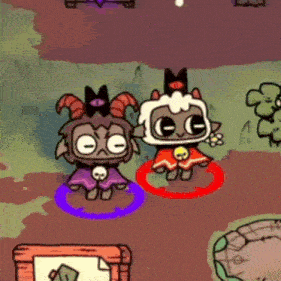two cartoon characters standing next to each other in a game