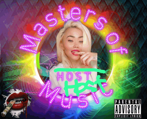an ad for masters of host music shows a woman biting her lip
