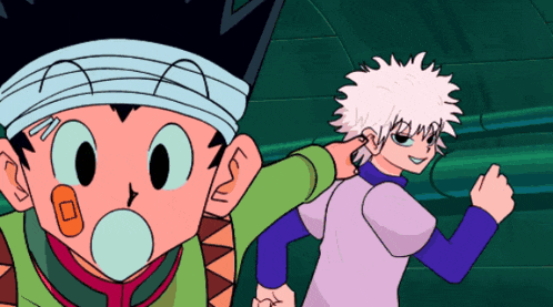 a cartoon character with a bandage on his head is standing next to another character