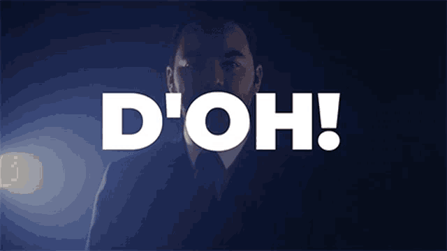 a man in a suit and tie is standing in front of the word d' oh