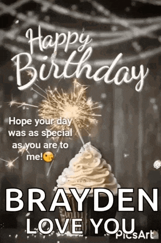 a happy birthday card with a cupcake and sparklers and the words `` hope your day was as special as you are to me ! ''