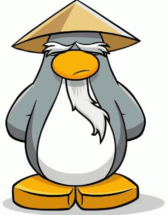 a penguin with a beard and a hat on