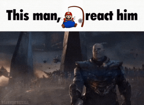 a screenshot of a video game with the words this man react him at the top
