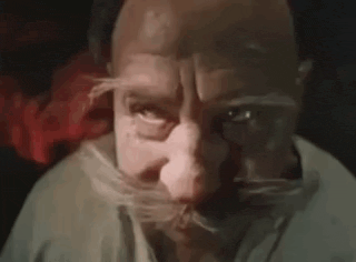 a close up of a man with a fake mustache