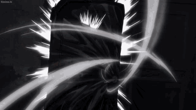 a black and white image of a person 's face with the letters sanime.tv visible in the corner