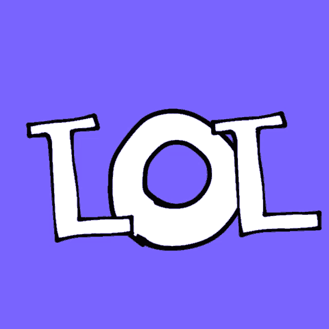 the word lol is written in white on a purple background
