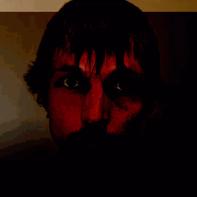 a close up of a man 's face with the words scan ok on it