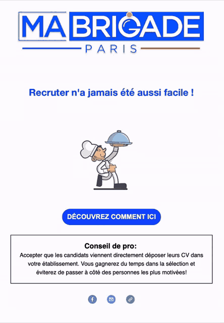 an advertisement for ma brigade paris shows a chef running with a tray