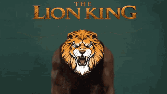 a poster for the lion king shows a lion lifting weights
