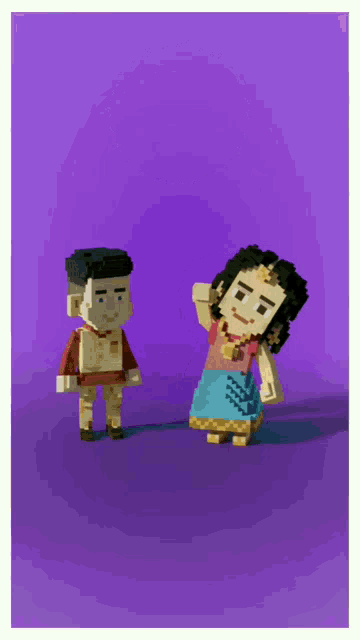 a pixel art illustration of a man and a woman with the name goli and chinki on the bottom