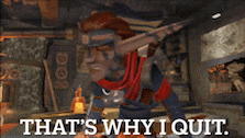 a cartoon character says that 's why i quit in a room