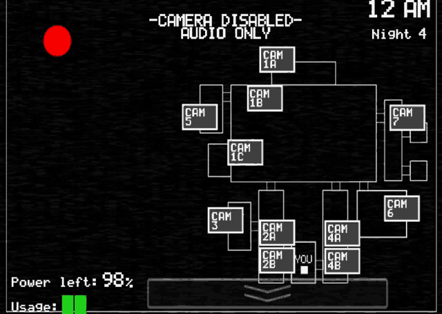 a screenshot of a video game that says ' camera disabled audio only '