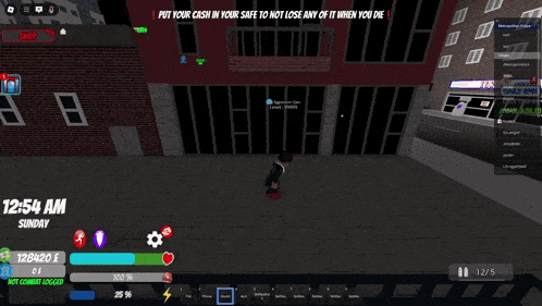 a screenshot of a video game with the time of 12:56 am