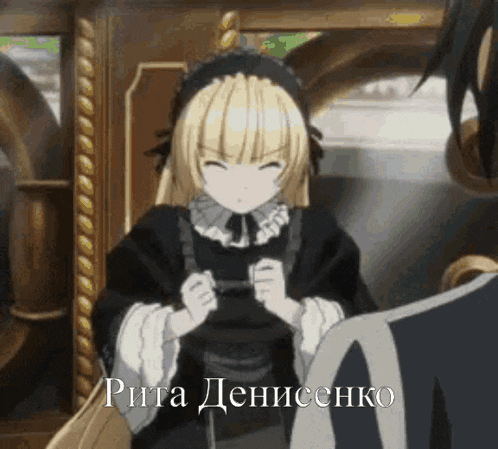 a girl in a maid outfit is standing next to a man in a black and white suit
