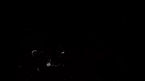 a black and red striped object in a dark space