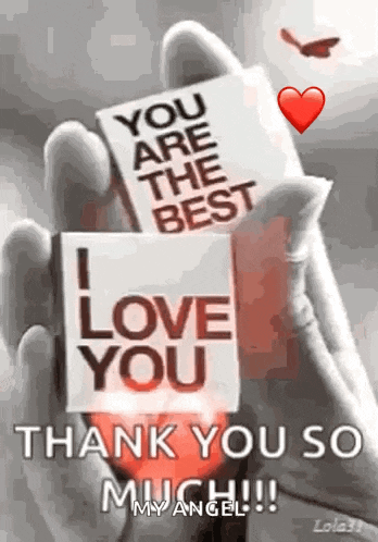 a person is holding a card that says `` you are the best i love you `` .