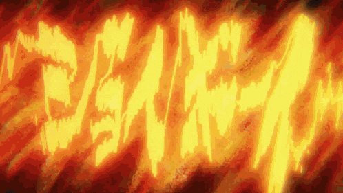 a red and yellow background with a flame coming out of the letters n and m