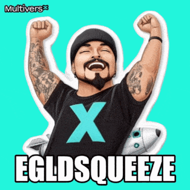 a man with his fist in the air and the words egldsqueeze