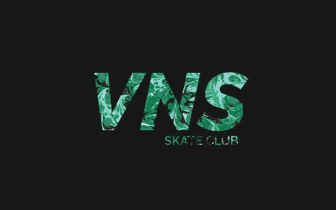 a black background with red letters that say ' vns skate club '