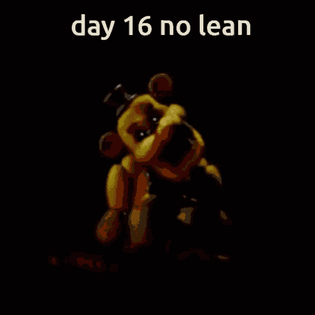 a picture of a teddy bear with the words day 16 no lean on it