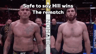 two men standing next to each other in a boxing ring with the words safe to say hill wins the rematch