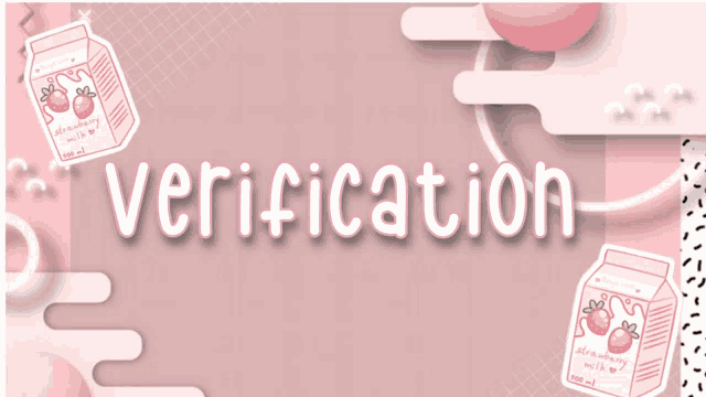 a pink background with the word verification in white