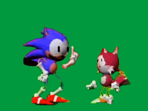a cartoon of sonic the hedgehog and a squirrel on a green background