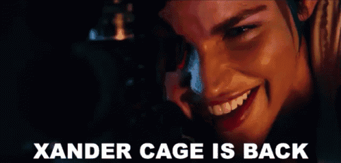 xander cage is back is written next to a smiling woman