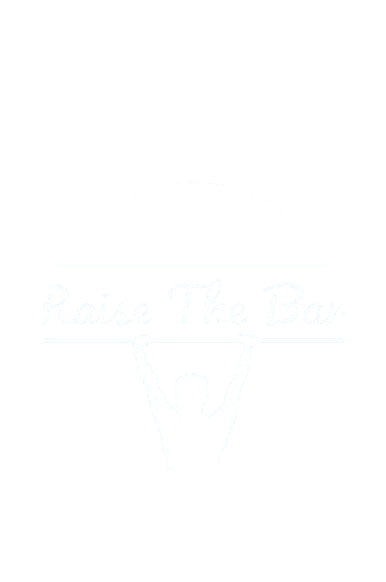 a sign that says raise the bar with a blue circle in the middle