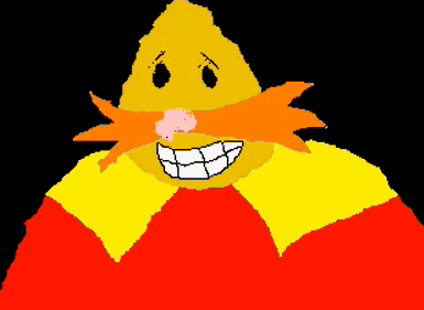 a drawing of a cartoon character with a big smile