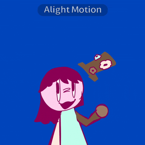 a blue background with a cartoon character and the words alight motion at the top