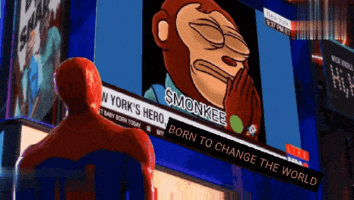 a cartoon of a monkey with the words smonkee born to change the world below it