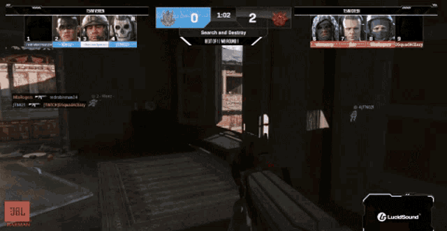 a video game is being played with a jbl logo on the bottom right