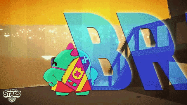 a cartoon character from brawl stars is standing in front of the letter b