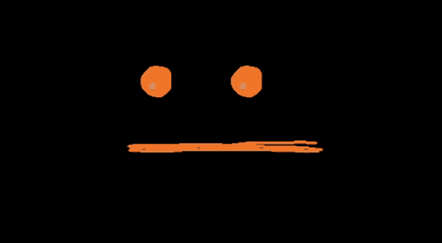a drawing of a face with a black background and orange lines