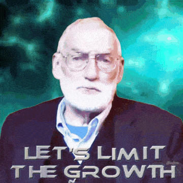 a man with glasses and a beard says let 's limit the growth in white letters