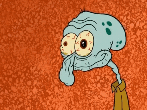 a cartoon of squidward from spongebob squarepants with a huge eye