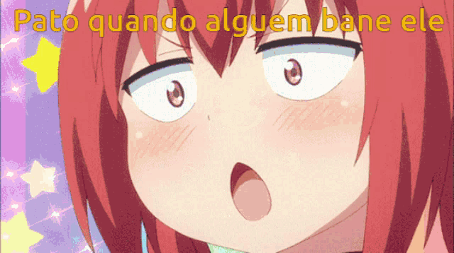 a picture of a girl with the words pato quando alguem bane ele on the bottom