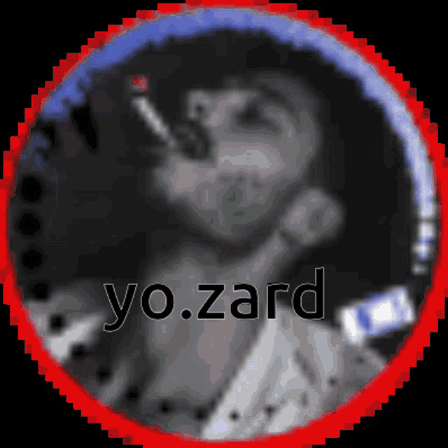 a blurry picture of a man smoking a cigarette with the name yo.zard written on the bottom