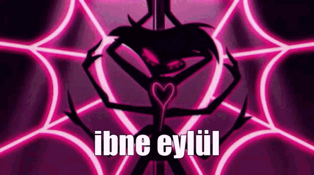 a silhouette of a spider with a heart and the words `` ibne eylul '' on a purple background .